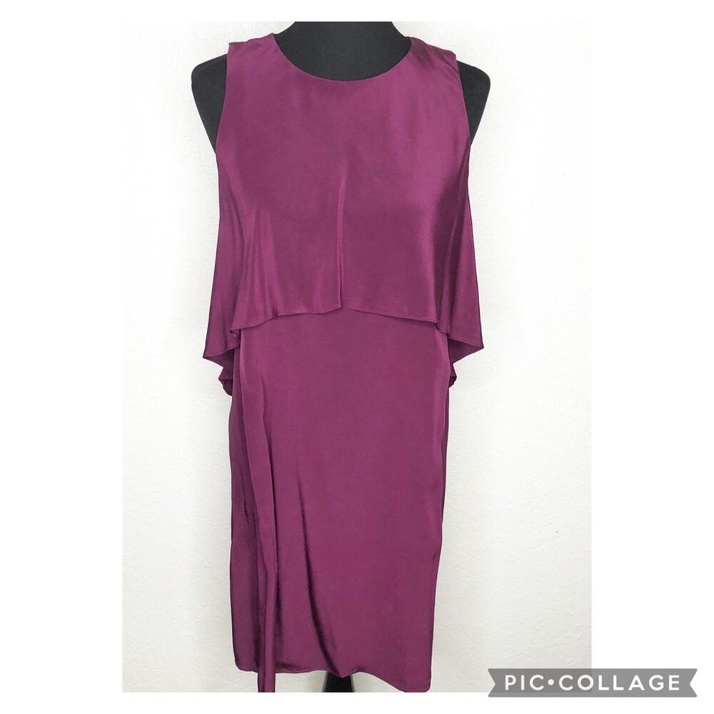 Tibi burgundy wine purple silk sleeveless layered dress size 6